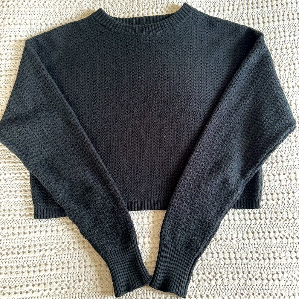 Abound Long Sleeve Crop Sweater Black XSmall